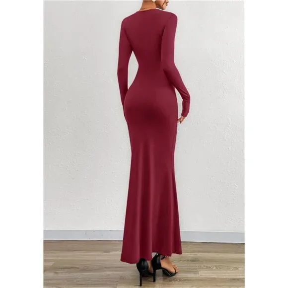 Women Bodycon Maxi Dress Formal Red - Picture 3 of 6